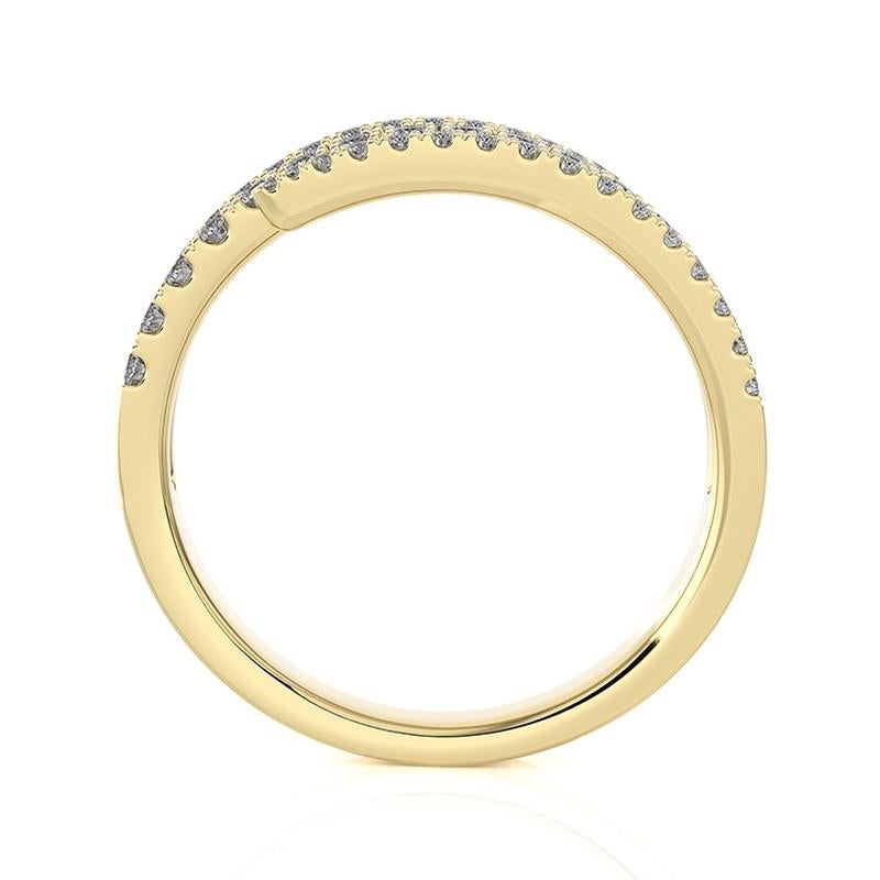 0,5 qts Diamante redondo Oro Amarillo de 18 quilates Delicado Anillo de dedo Bypass Moderno en venta