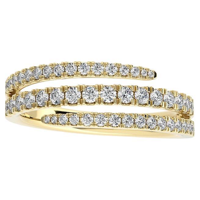0.5 Ctw round Diamond 18K Yellow Gold Delicate Bypass finger Ring