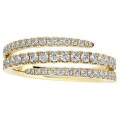 0.5 Ctw round Diamond 18K Yellow Gold Delicate Bypass finger Ring
