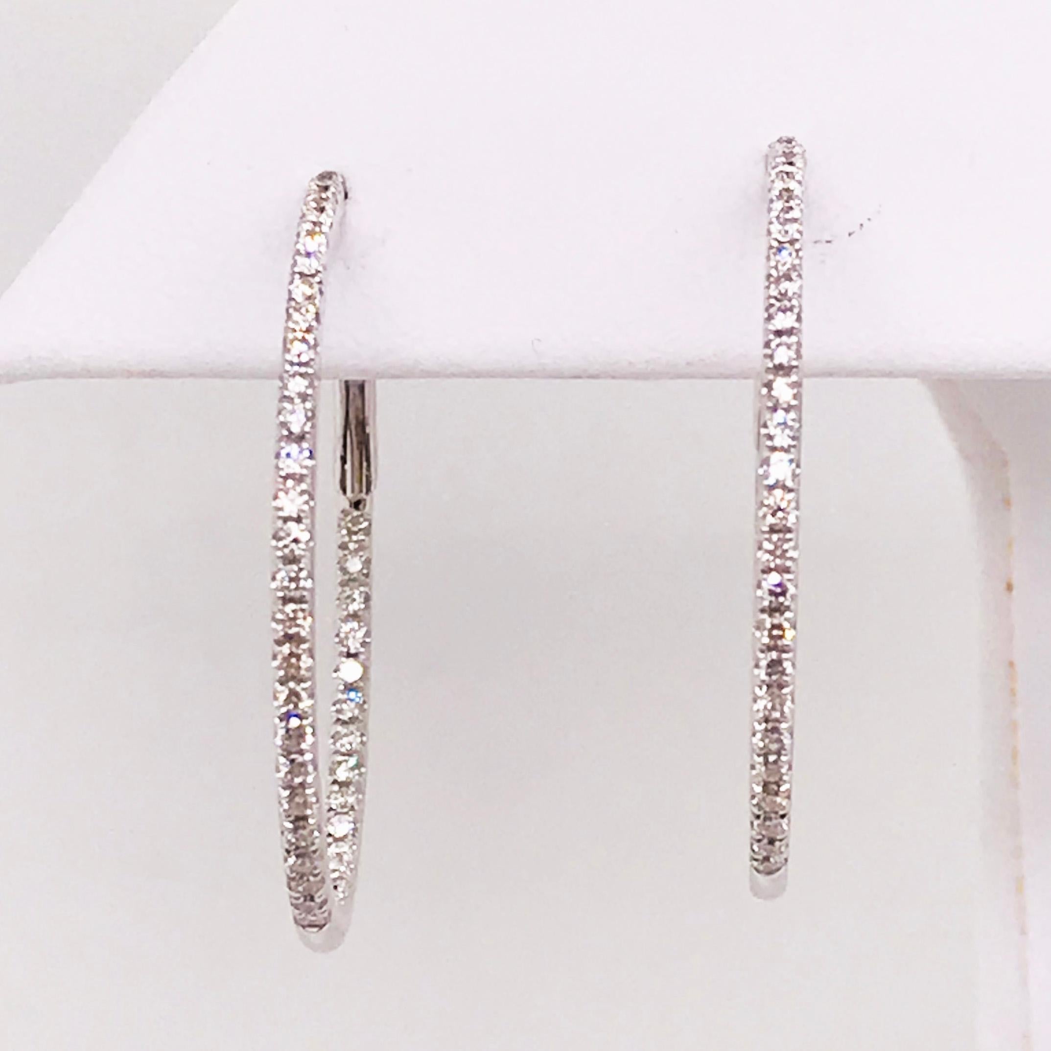 Round Cut 0.50 Carat '1/2 Carat' Diamond Inside Out Hoops, Diamond Hoops For Sale