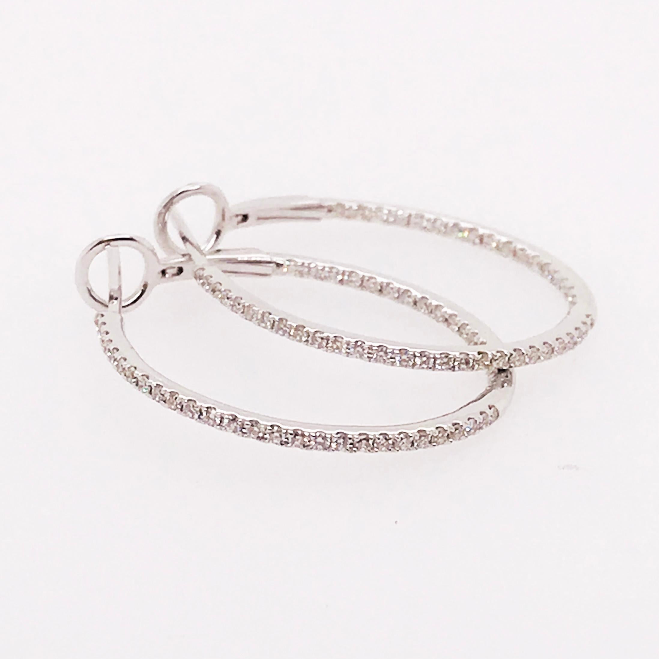 0.50 Carat '1/2 Carat' Diamond Inside Out Hoops, Diamond Hoops In New Condition For Sale In Austin, TX