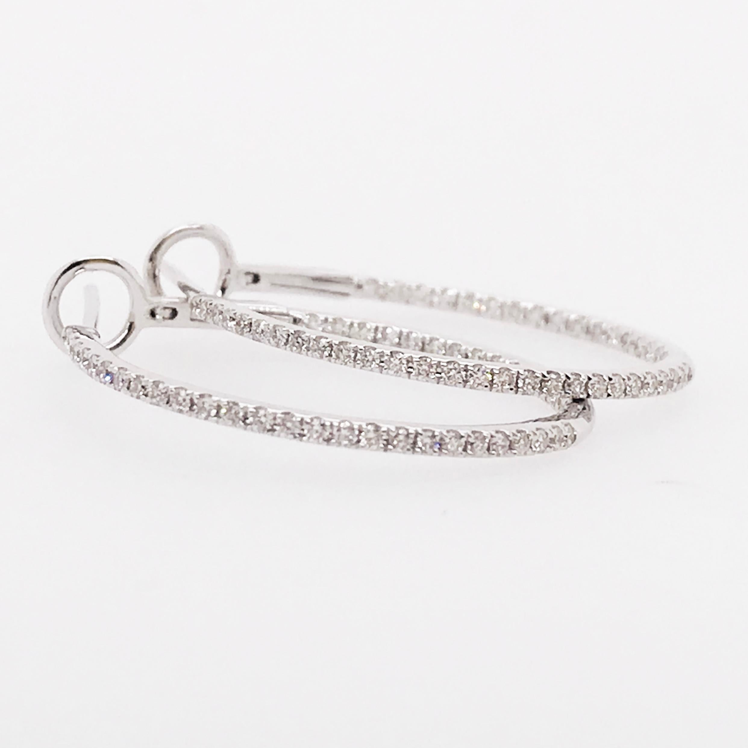 Women's 0.50 Carat '1/2 Carat' Diamond Inside Out Hoops, Diamond Hoops For Sale