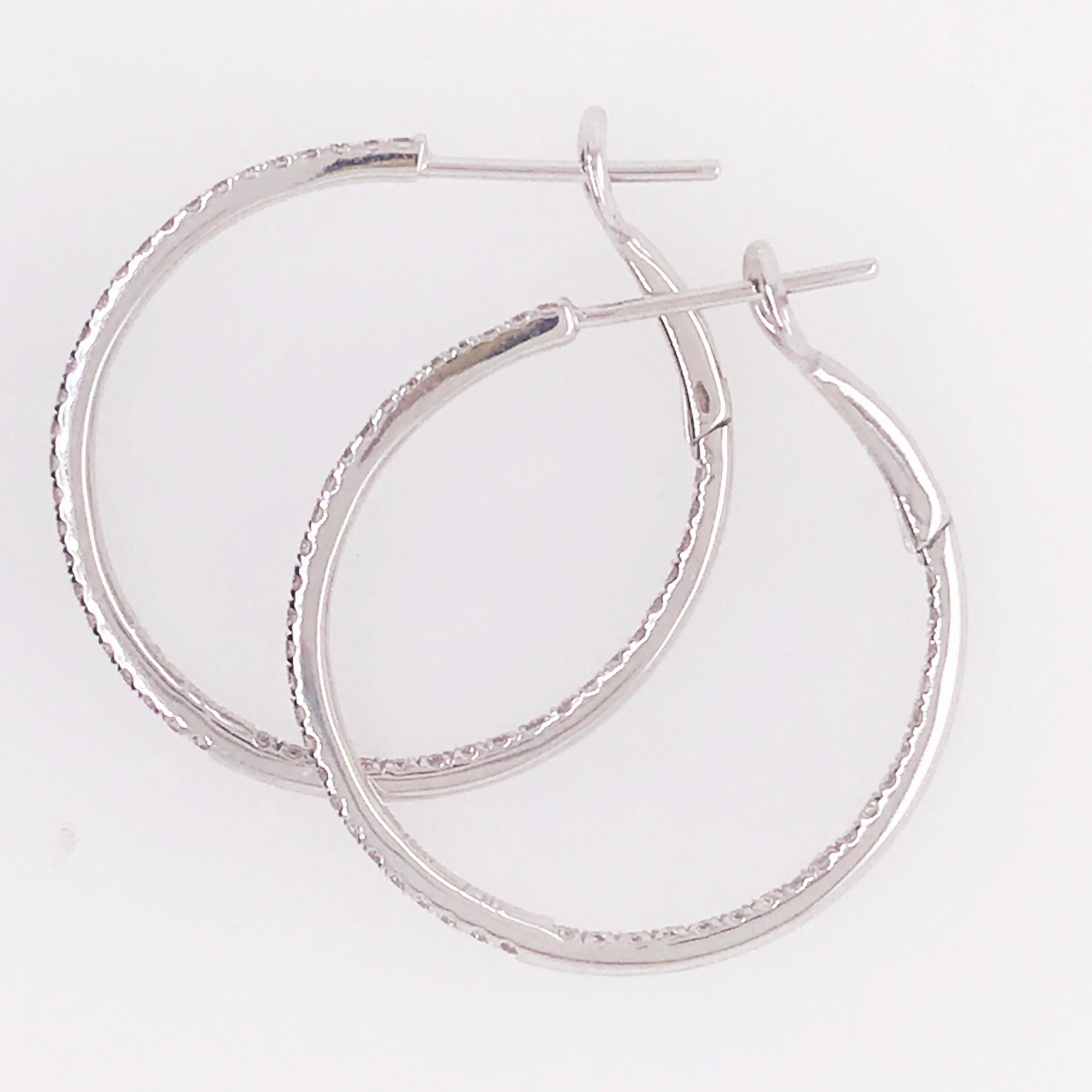 0.50 Carat '1/2 Carat' Diamond Inside Out Hoops, Diamond Hoops For Sale 1