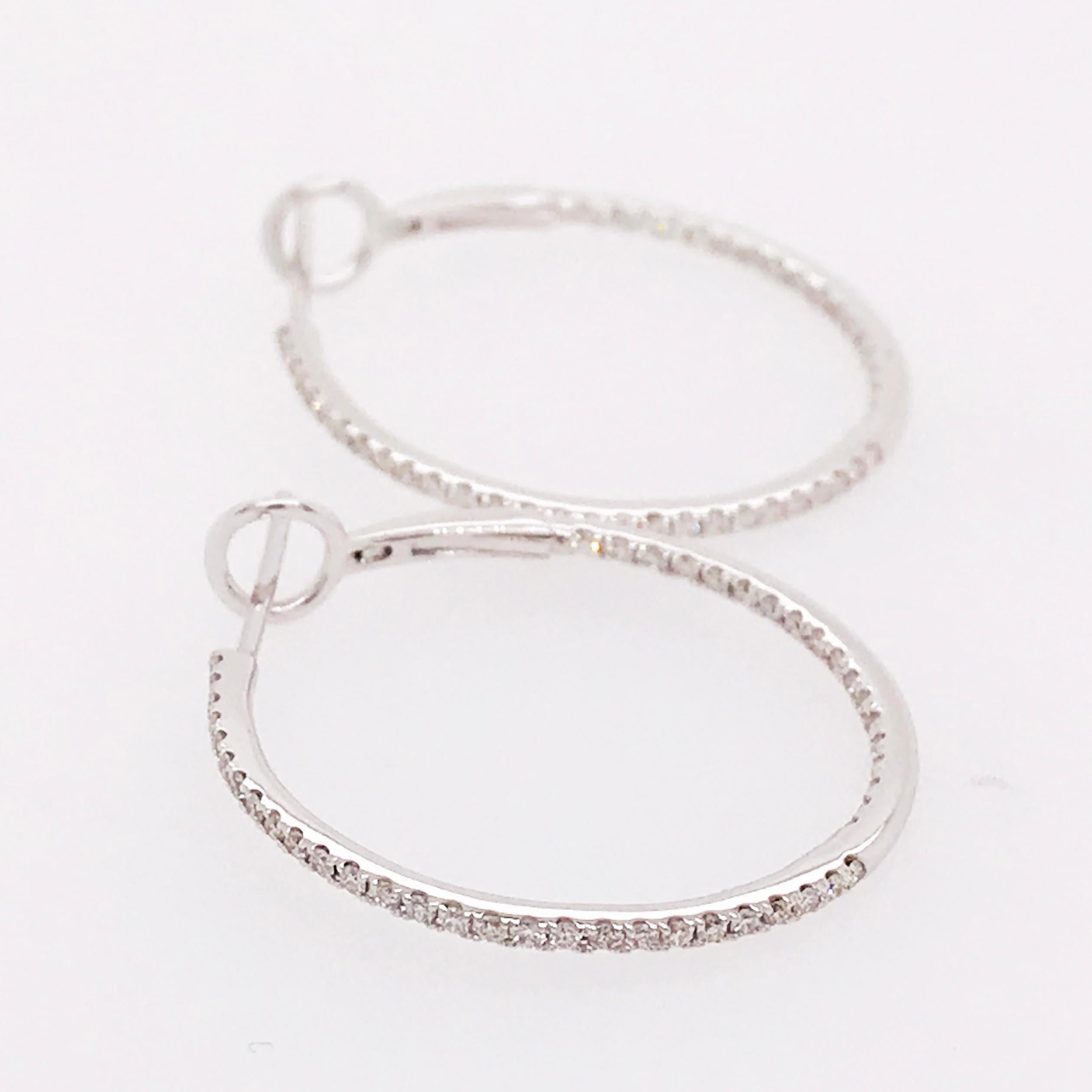0.50 Carat '1/2 Carat' Diamond Inside Out Hoops, Diamond Hoops For Sale 3