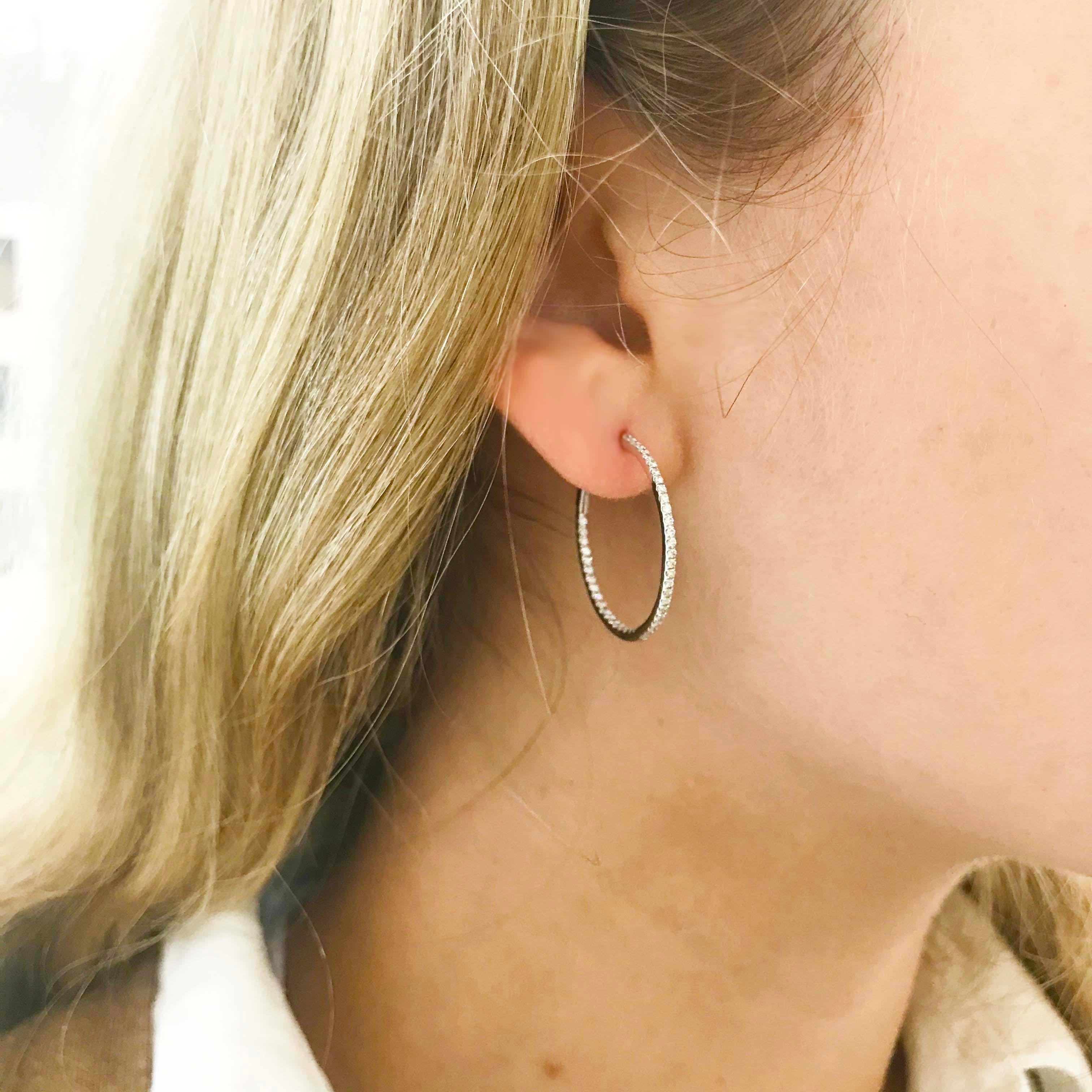 0.50 Carat '1/2 Carat' Diamond Inside Out Hoops, Diamond Hoops For Sale 4