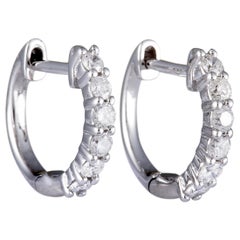 0.50 Carat 14 Karat Gold 6 Diamond Huggies Hoop Earrings '1/2 Carat' Diamonds