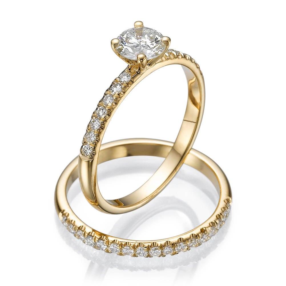 Round Cut 0.50 Carat 14 Karat Yellow Gold Round Diamond Ring, Classic Ring