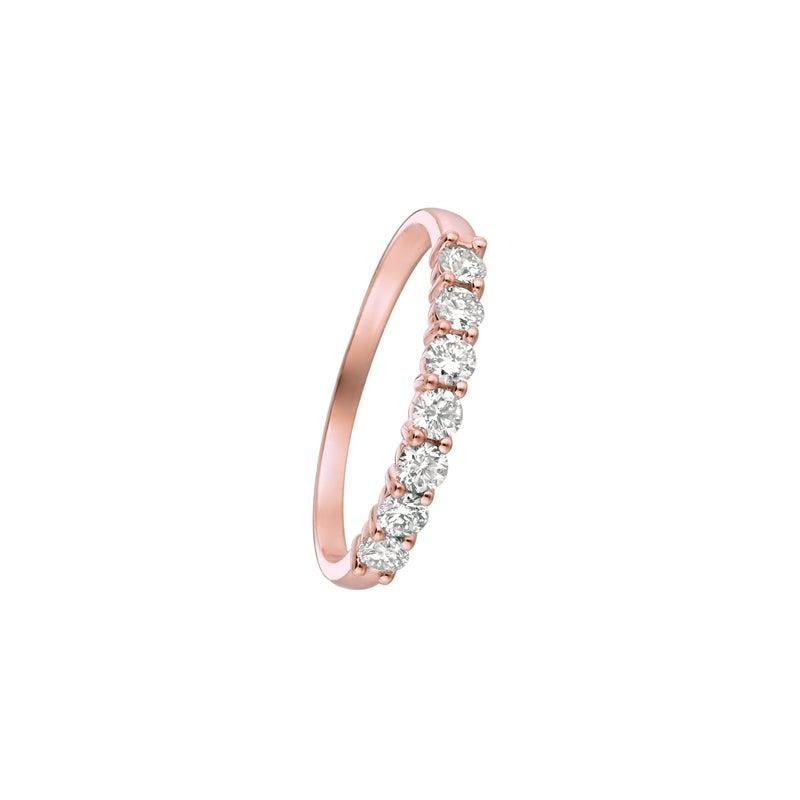 For Sale:  0.50 Carat 7-Stone Natural Diamond Ring G SI 14 Karat Rose Gold 2