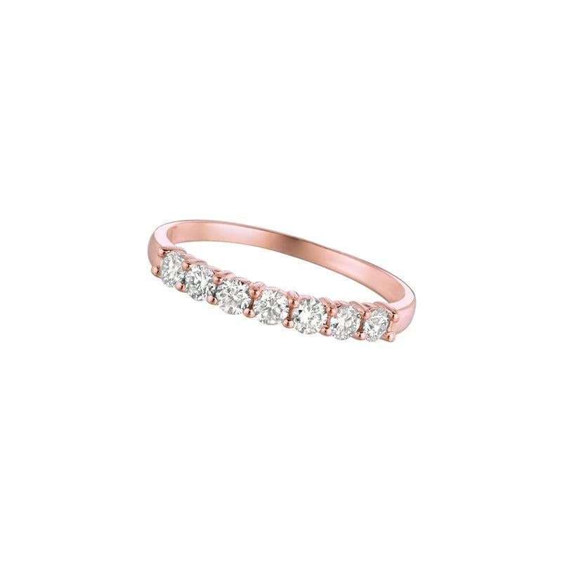 For Sale:  0.50 Carat 7-Stone Natural Diamond Ring G SI 14 Karat Rose Gold 3