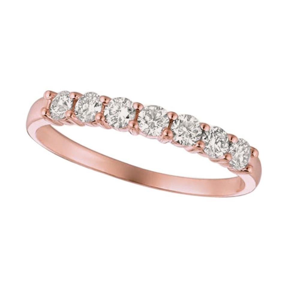 For Sale:  0.50 Carat 7-Stone Natural Diamond Ring G SI 14 Karat Rose Gold