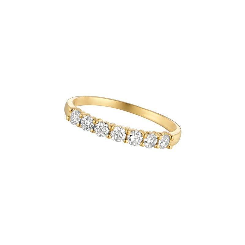 For Sale:  0.50 Carat 7-Stone Natural Diamond Ring G SI 14 Karat Yellow Gold 3