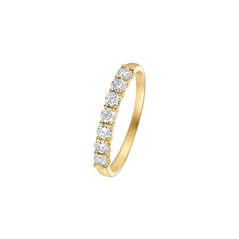 For Sale:  0.50 Carat 7-Stone Natural Diamond Ring G SI 14 Karat Yellow Gold 4