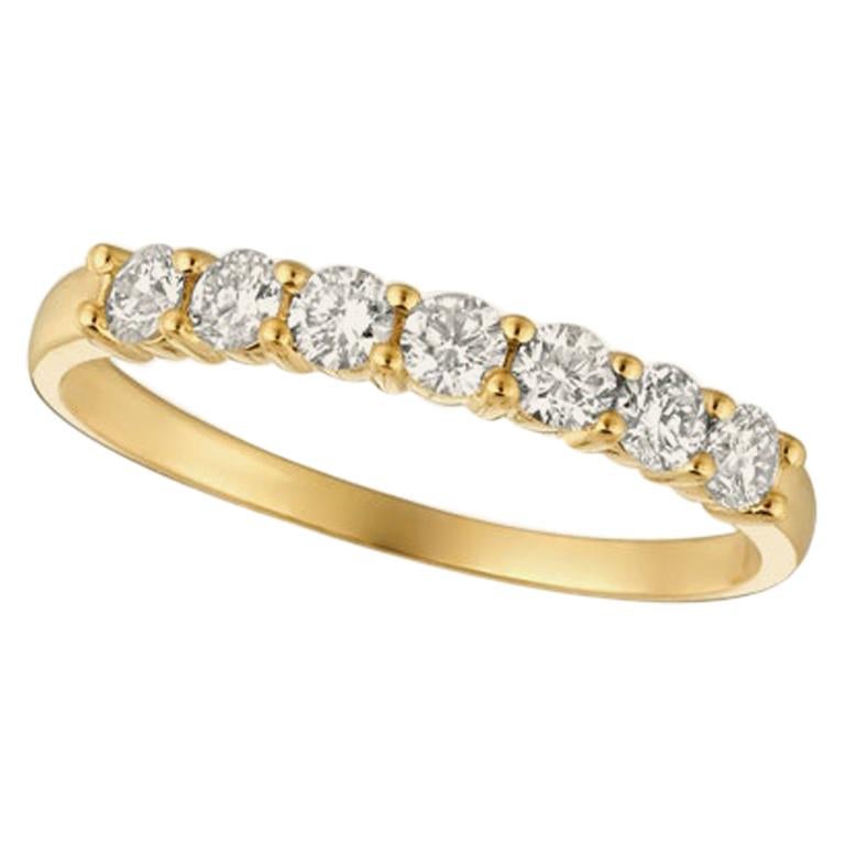 0.50 Carat 7-Stone Natural Diamond Ring G SI 14 Karat Yellow Gold For Sale