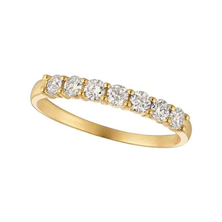 For Sale:  0.50 Carat 7-Stone Natural Diamond Ring G SI 14 Karat Yellow Gold