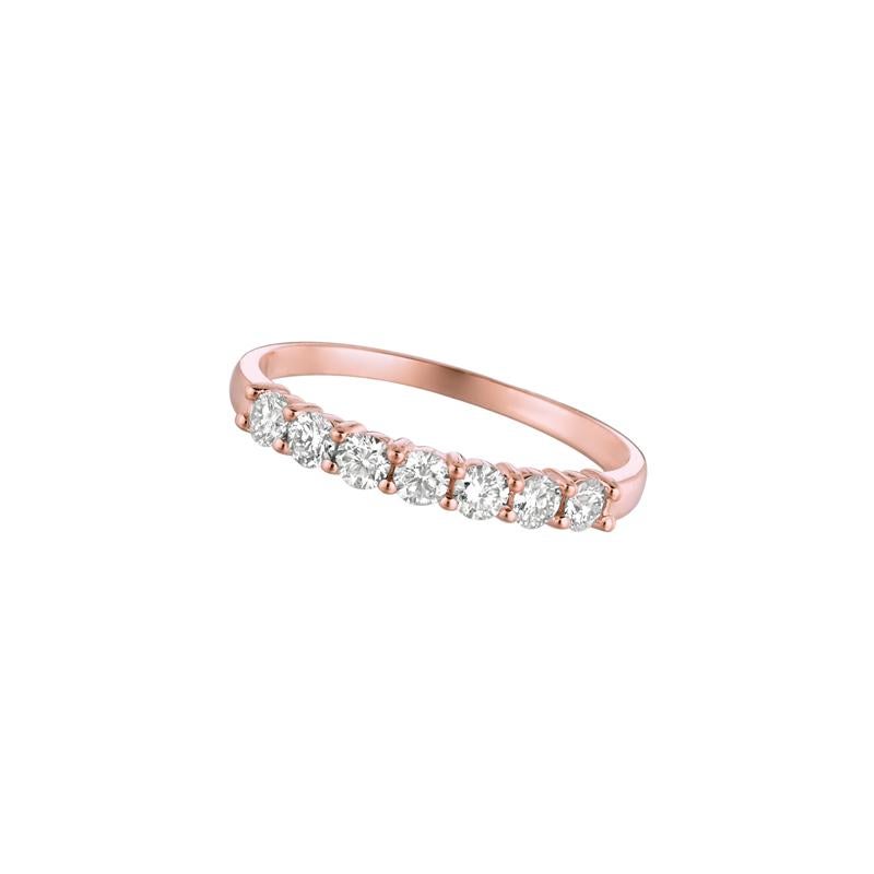 Contemporary 0.50 Carat 7-Stone Natural Diamond Ring G SI 14 Karat Rose Gold For Sale