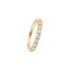 Bague G SI en or jaune 14 carats à 7 pierres avec diamant naturel de 0,50 carat