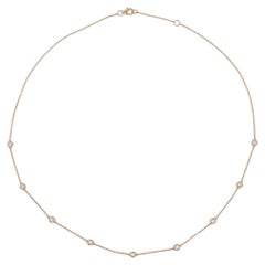 0.44 Carat 9- Station Diamond by the Yard Necklace in 14 Karat Rose Gold