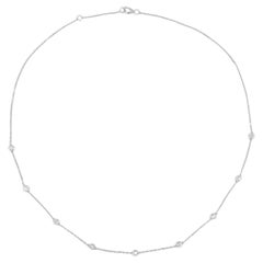 0.50 Carat 9, Station Diamond by the Yard Necklace in 14 Karat White Gold