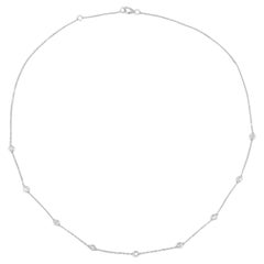 0,50 Karat 9, Station Diamond by the Yard Halskette aus 14 Karat Weißgold