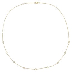 0.44 Carat 9- Station Diamond by the Yard Necklace in 14 Karat Yellow Gold