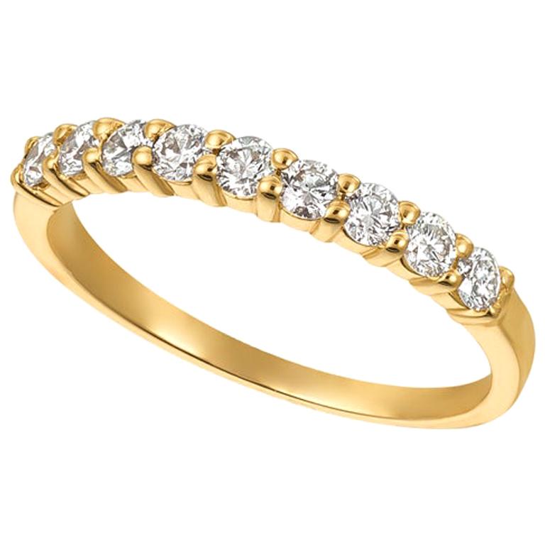 0.50 Carat 9-Stone Natural Diamond Ring G SI 14 Karat Yellow Gold For Sale