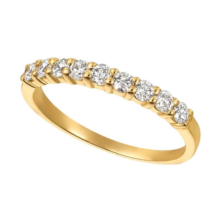 For Sale:  0.50 Carat 9-Stone Natural Diamond Ring G SI 14 Karat Yellow Gold