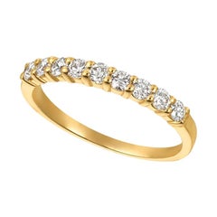 Anello con 9 pietre di diamante naturale da 0,50 carati G SI in oro giallo 14 carati