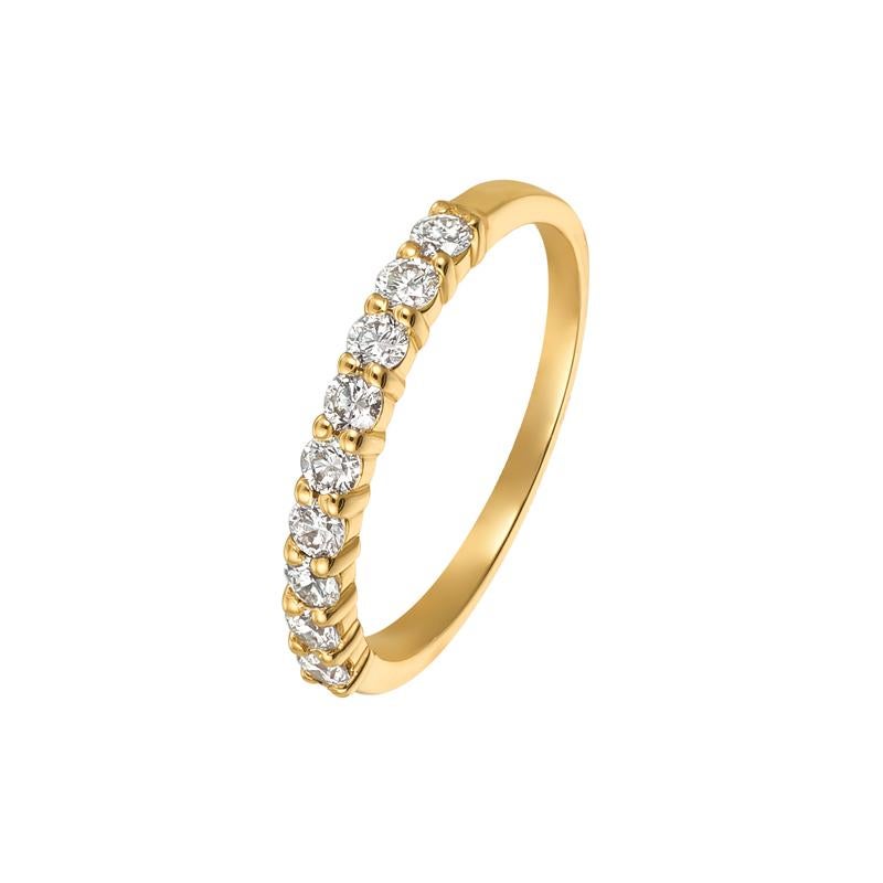 0,50 Quilates Anillo de 9 Diamantes Naturales G SI 14 Kilates Oro Amarillo Corte redondo en venta