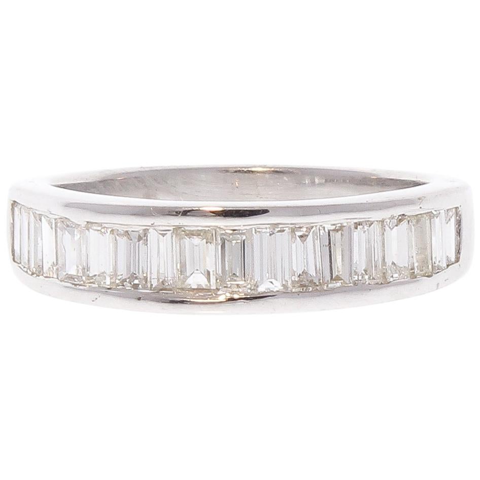 0.50 Carat Baguette Diamond Ring in 14 Karat White Gold