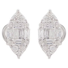 0.50 Carat Baguette Diamond Stud Earrings 10k White Gold Anniversary Jewelry