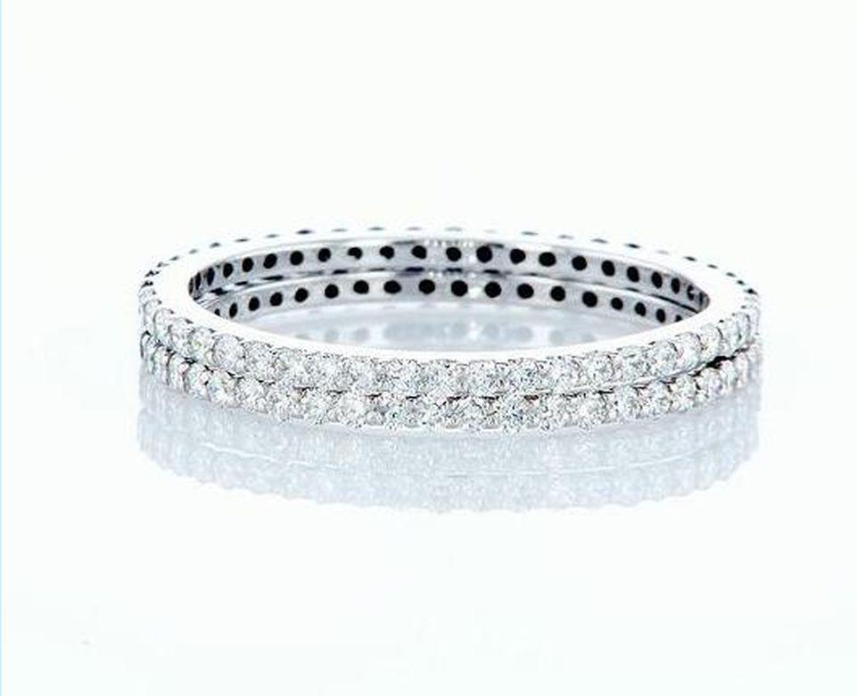 For Sale:  0.50 Carat Black and White Diamond Band Ring Set, 14K White Gold 3