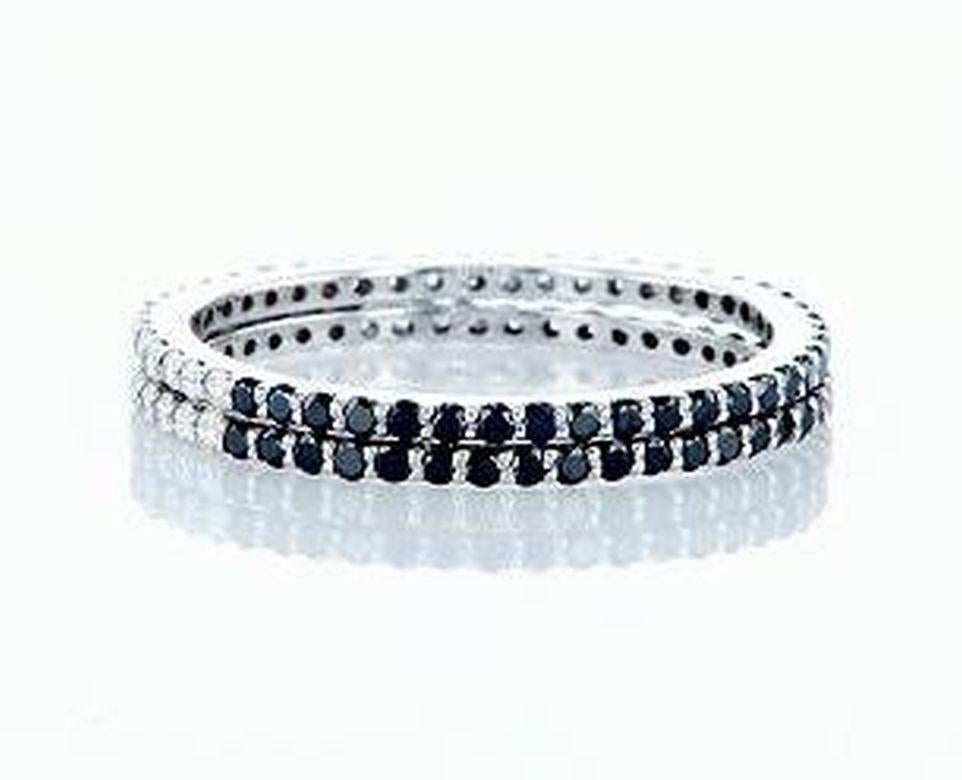 For Sale:  0.50 Carat Black and White Diamond Band Ring Set, 14K White Gold 5