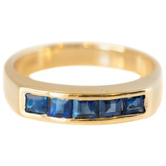 0.50 Carat Blue Sapphire 14 Karat Yellow Gold Band Ring