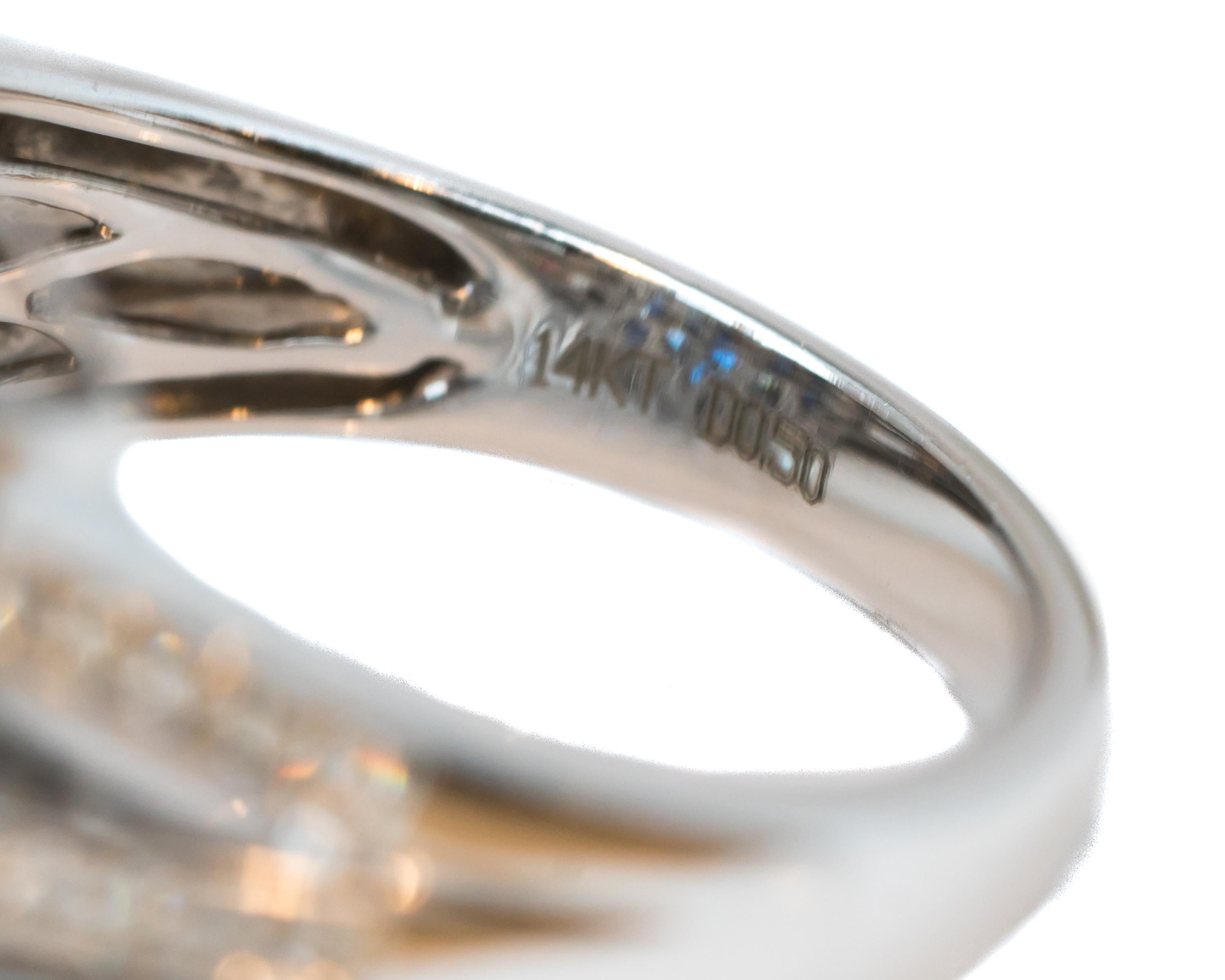 0.50 Carat Blue Sapphire and 0.50 Carat Diamond 14 Karat White Gold Ring In Good Condition For Sale In Atlanta, GA