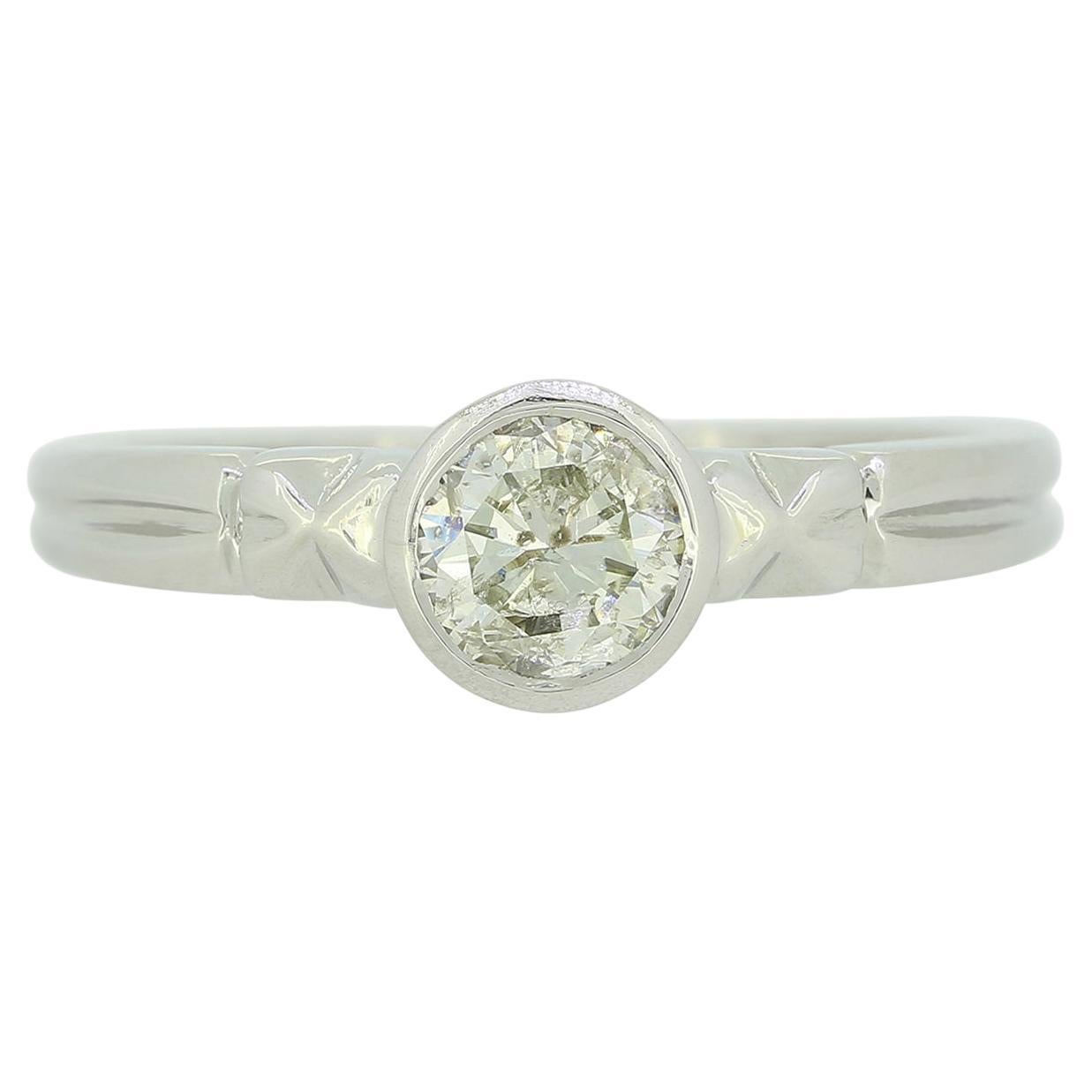Anillo solitario de diamantes talla brillante de 0.50 quilates