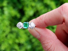 0.50 Carat Colombian Emerald 1.94 Carat Diamond Platinum Trilogy Ring Circa 1935