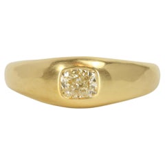 0,50 Karat natürlicher Diamant im Kissenschliff Solitär Zigeuner 22K Gold Verlobungsring