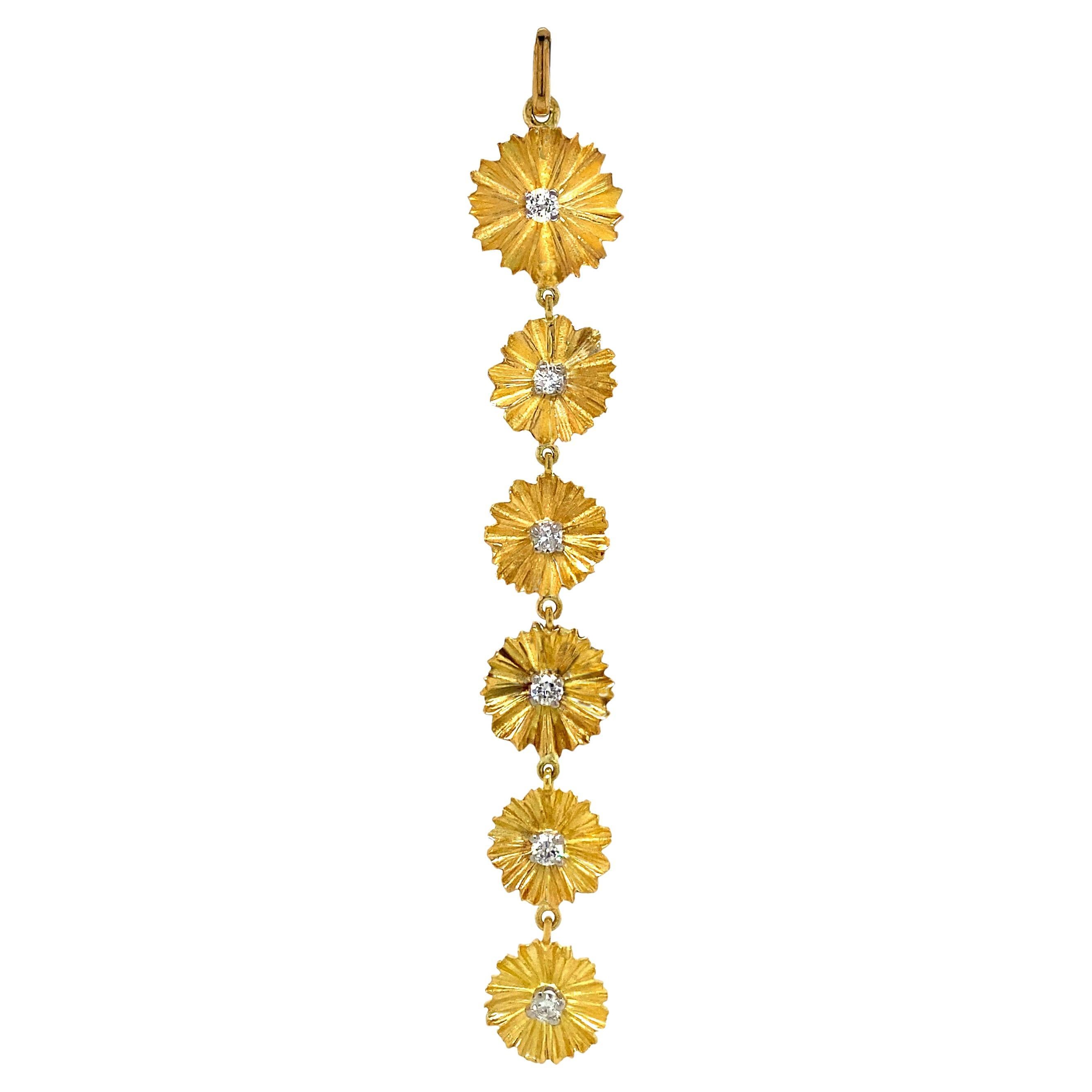 0.50 Carat "Daisy Chain" Diamond Drop Link Pendant in 18 Karat Yellow Gold