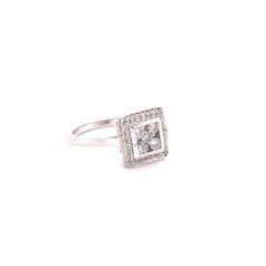 Contemporary 0.50ct Diamond Cluster Ring in 14k White Gold, Size 5