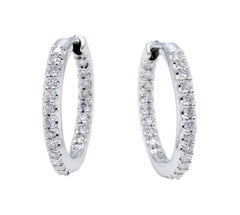 0.50 Karat Diamant 14K Weißgold Kleine Creolen