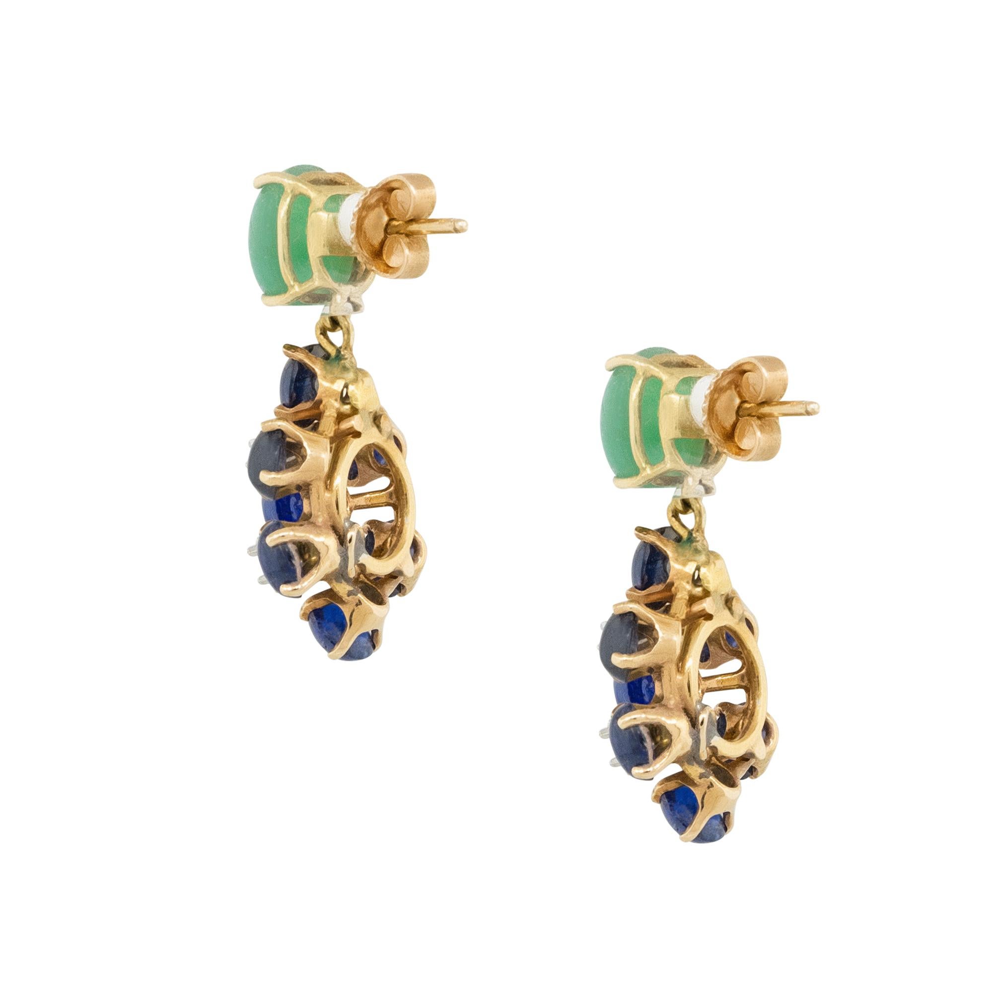 Orecchini pendenti con diamanti e pietre cabochon da 0,50 carati 14 carati in stock In condizioni ottime in vendita a Boca Raton, FL