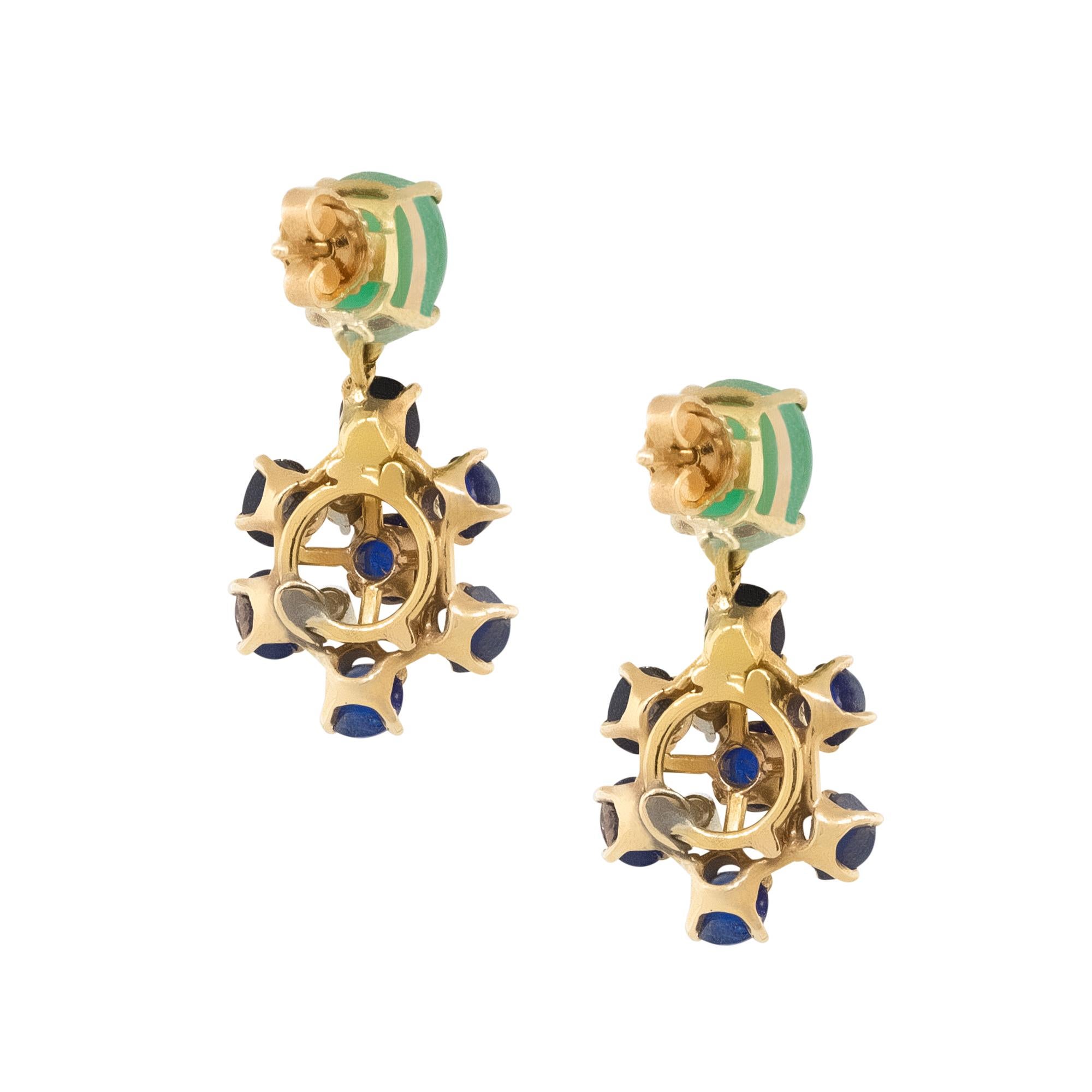 Donna Orecchini pendenti con diamanti e pietre cabochon da 0,50 carati 14 carati in stock in vendita