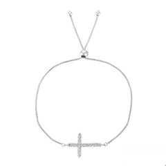 0.50 Carat Diamond Bolo Cross Bracelet G SI 14K White Gold