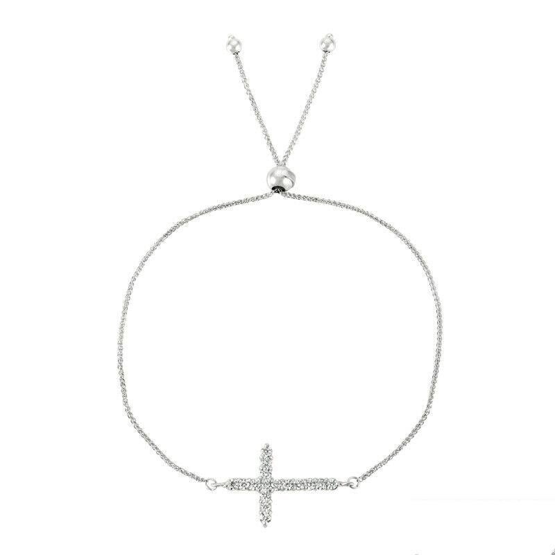0,50 Karat Diamant Bolo Kreuz-Armband G SI 14K Weißgold (Zeitgenössisch) im Angebot