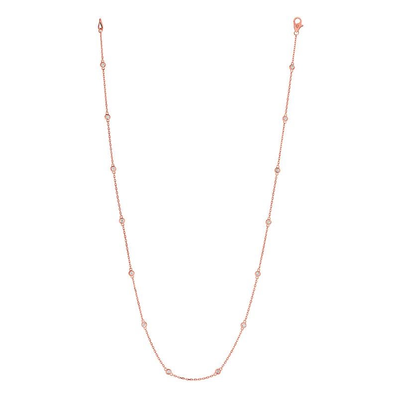 0.50 Carat Diamond by the Yard Necklace G SI 14K Rose Gold 14 stones 18 inches

100% Natural Diamonds, Not Enhanced in any way Round Cut Diamond by the Yard Necklace
0.50CT
G-H
SI
14K Rose Gold, Bezel style
18 inches in length
14 stones, 3