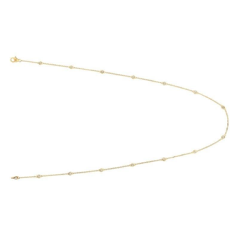Round Cut 0.50 Carat Diamond by the Yard Necklace G SI 14 Karat Yellow Gold 14 Stones For Sale