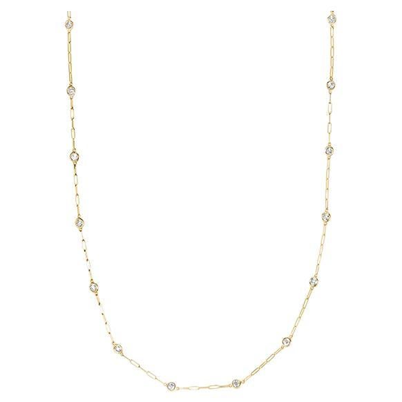 0.50 Carat Diamond by the Yard Paper Clip Necklace 14K Yellow Gold 18'' (Collier trombone en or jaune 14K)