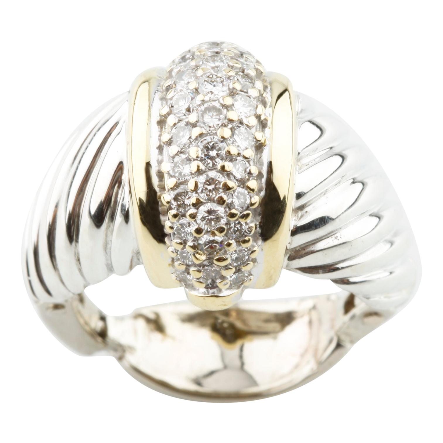 0.50 Carat Diamond Cluster Ring in Two-Tone Gold