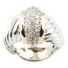 Vintage 0.50 Carat Diamond Cluster Ring in Two-Tone Gold