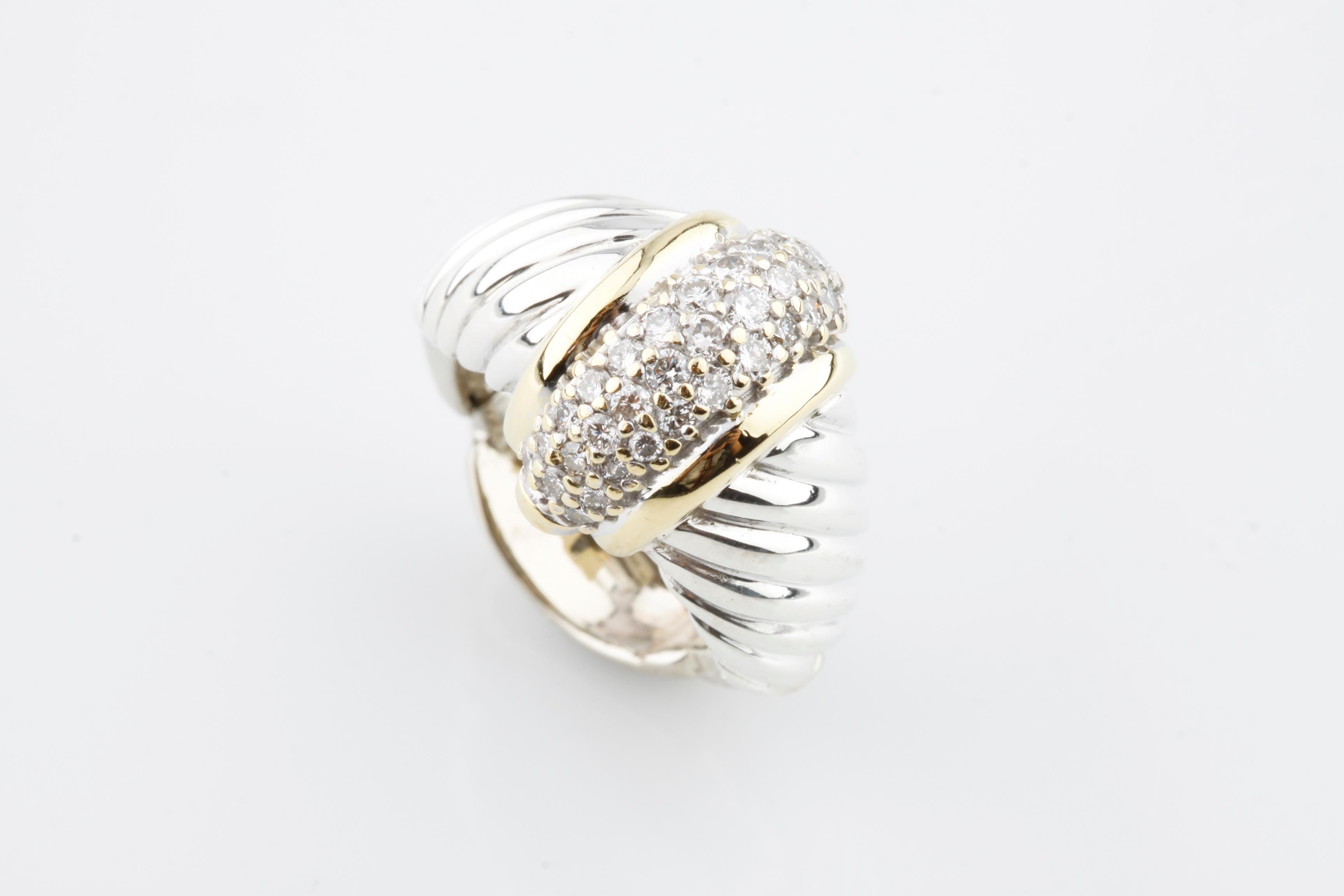 0.50 Carat Diamond Cluster Ring in Two-Tone Gold In Good Condition For Sale In Sherman Oaks, CA